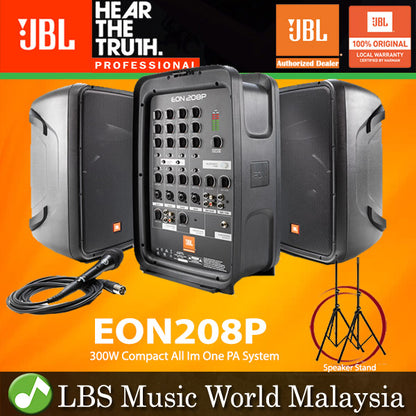 JBL EON208P 300W 8 Channel Powered Mixer Portable PA System Speaker with Bluetooth (Eon 208P EON208 P)