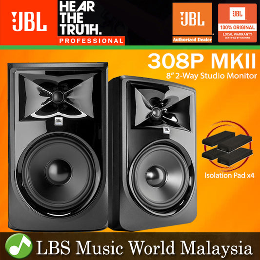 JBL 308P MKII 8 Inch Two Way Powered Studio Monitor Speaker with Isolation Pad (308 P)