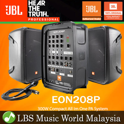 JBL EON208P 300W 8 Channel Powered Mixer Portable PA System Speaker with Bluetooth (Eon 208P EON208 P)