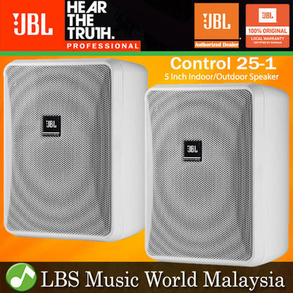 JBL Control 25-1 5 Inch 100 Volt Line Indoor or Outdoor Speaker White (Control 25)