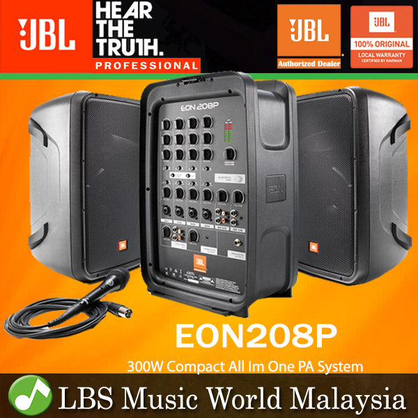 JBL EON208P 300W 8 Channel Powered Mixer Portable PA System Speaker with Bluetooth (Eon 208P EON208 P)
