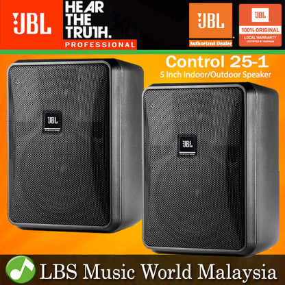 JBL Control 25-1 5 Inch 100 Volt Line Indoor or Outdoor Speaker Black (Control 25)