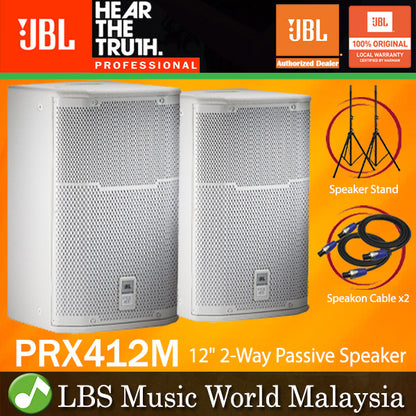 JBL PRX412M-WH 1200W 12" Passive Speaker 2 Way Stage Monitor - White (PRX412)
