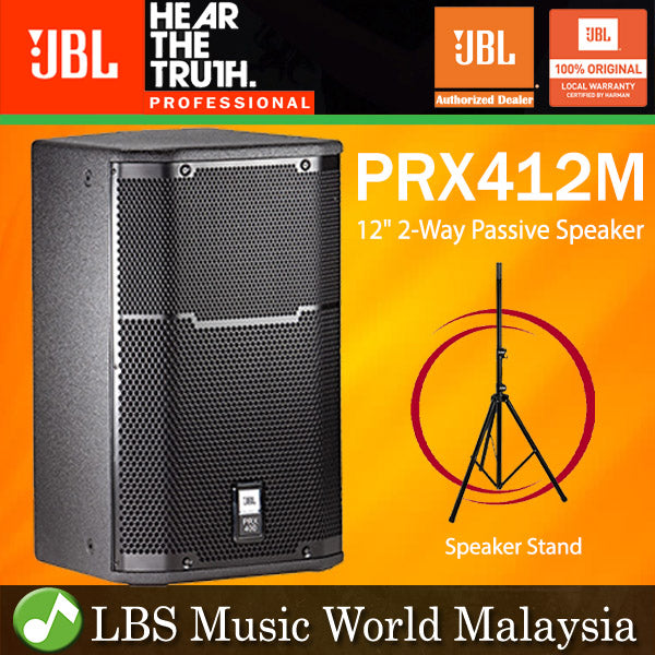 JBL PRX412M 1200W 12" Passive Speaker 2 Way Stage Monitor - Black (PRX412)