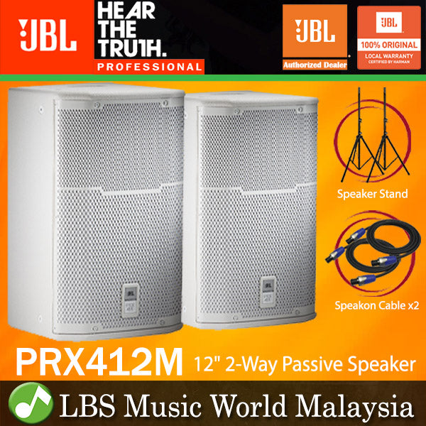 JBL PRX412M-WH 1200W 12" Passive Speaker 2 Way Stage Monitor - White (PRX412)