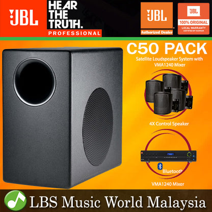 JBL C50 PACK Satellite Loudspeaker System with VMA1240 Mixer Amplifier with USB and Bluetooth Package (C50PACK VMA-1240)