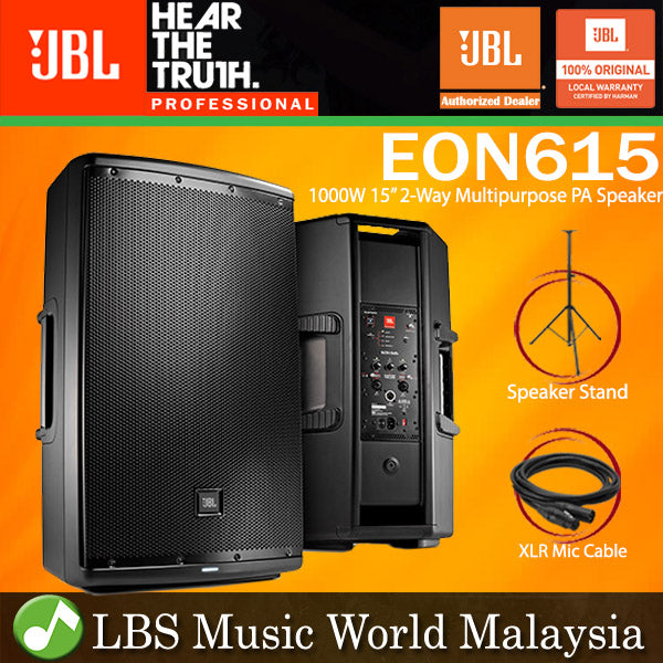 JBL EON615 1000W 15 Inch Two Way Multipurpose Powered Speaker with Bluetooth (EON 615)