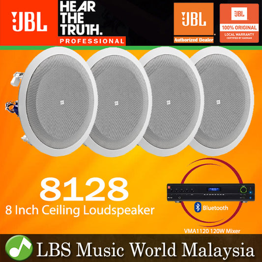 JBL 8128 8 Inch Ceiling Loudspeaker with VMA1120 120W Mixer Amplifier with USB and Bluetooth Package (VMA-1120)