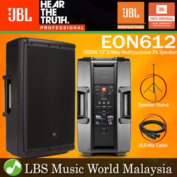 JBL EON612 1000W 12 Inch Two Way Multipurpose Powered Speaker with