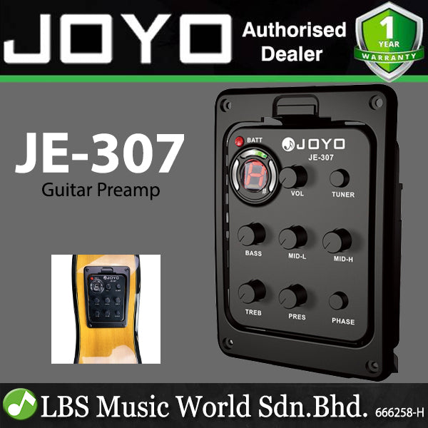 Joyo JE-307 5 Band Preamp EQ Pickup with Tuner for Acoustic Guitar (JE307 JE 307)