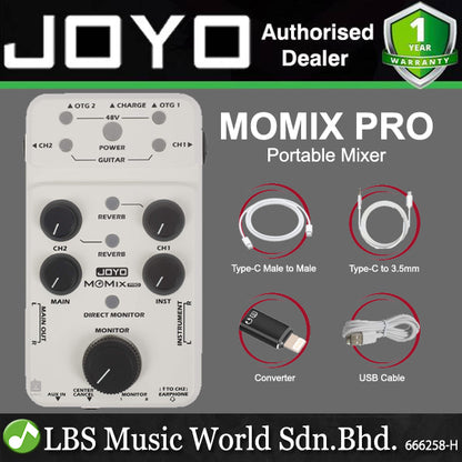 Joyo MOMIX PRO Portable Audio Mixer and USB Interface for Recording or Live Streaming