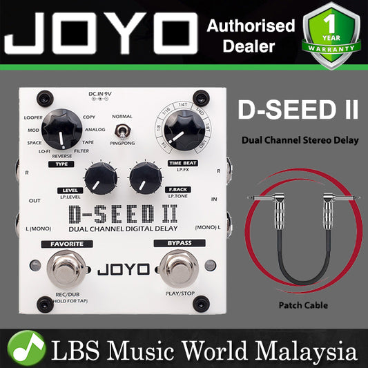 Joyo D-SEED II Dual Channel Stereo Delay Guitar Effect 8 Tap Tempo Modes (D SEED)