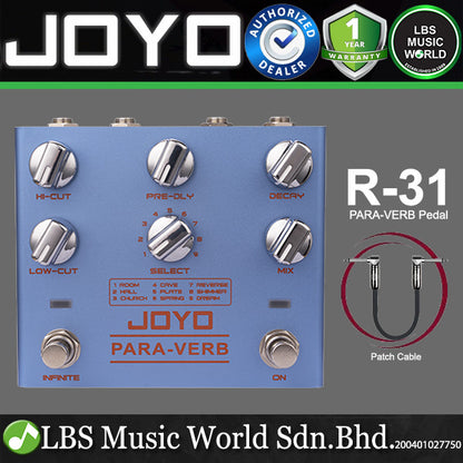 JOYO R-31 PARA-VERB Stereo Reverb Guitar Effect Pedal (R31)