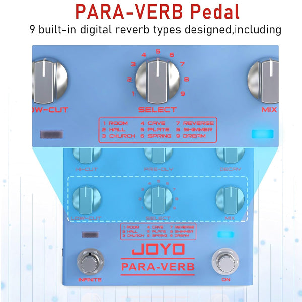 JOYO R-31 PARA-VERB Stereo Reverb Guitar Effect Pedal (R31)