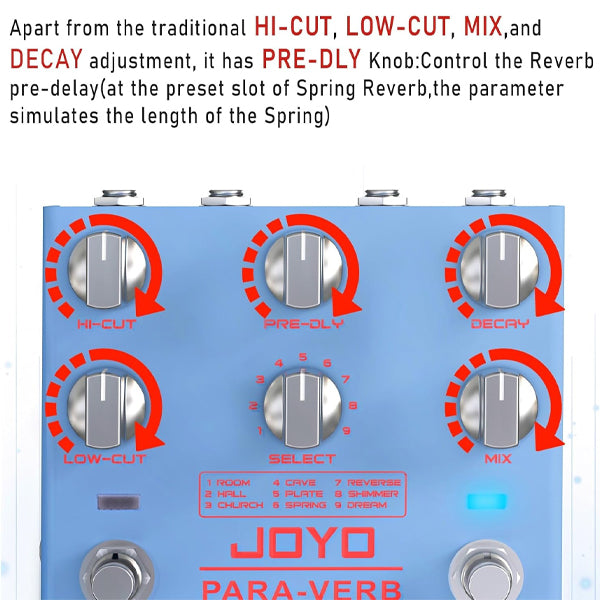 JOYO R-31 PARA-VERB Stereo Reverb Guitar Effect Pedal (R31)