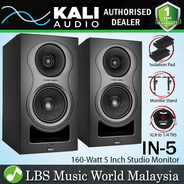 Kali Audio IN-5 160W 5 Inch Powered Studio Monitor Speaker - Pair (IN5 IN 5)