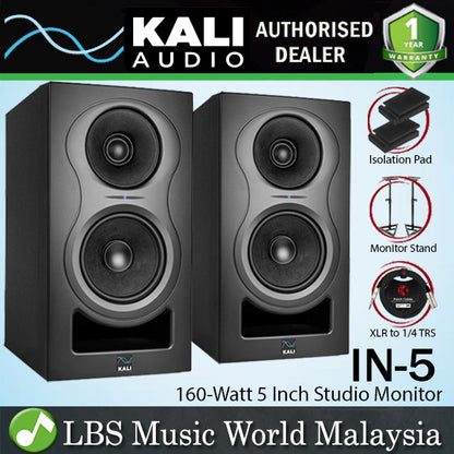 Kali Audio IN-5 160W 5 Inch Powered Studio Monitor Speaker - Pair (IN5 IN 5)