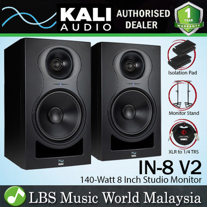 Kali Audio IN-8 V2 140 Watt 8 Inch Powered Studio Monitor Speaker - Pair (IN8 IN 8)