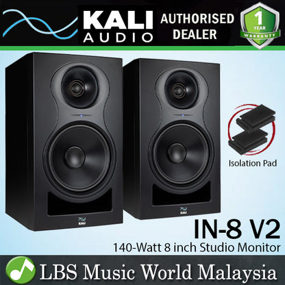 Kali Audio IN-8 V2 140 Watt 8 Inch Powered Studio Monitor Speaker - Pair (IN8 IN 8)