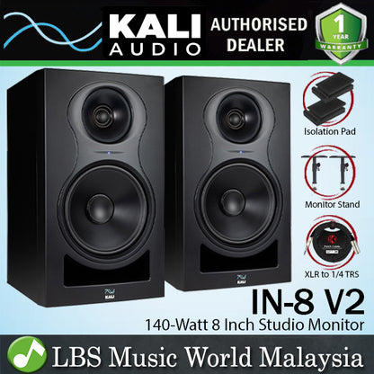 Kali Audio IN-8 V2 140 Watt 8 Inch Powered Studio Monitor Speaker - Pair (IN8 IN 8)