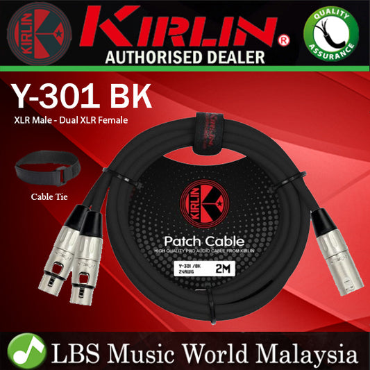 Kirlin Y-301 Original Y-Cable 2 Meter XLR Male to Dual XLR Female with PVC Jacket For Mic and Speaker (Y301 Y 301)