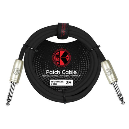 Kirlin AP-249PR 1/4 Inch TRS to TRS Plug Balance Stereo Audio Cable for Monitor Speaker or Interface - Black