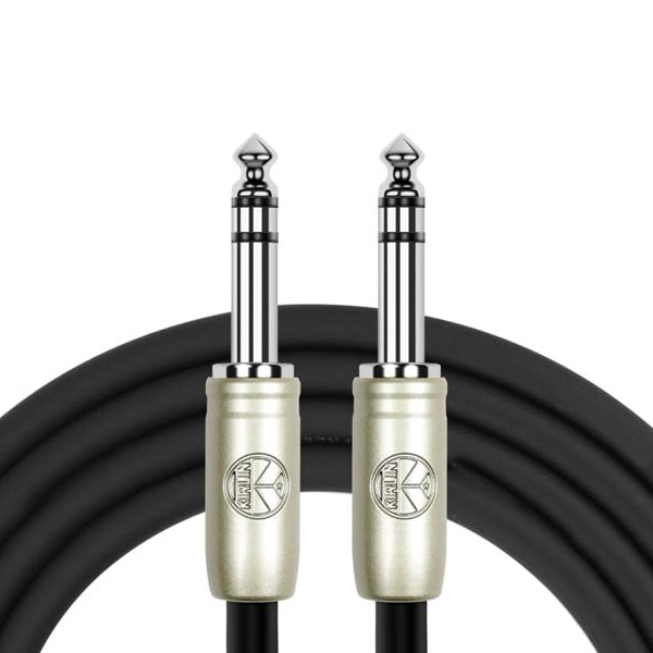 Kirlin AP-249PR 1/4 Inch TRS to TRS Plug Balance Stereo Audio Cable for Monitor Speaker or Interface - Black