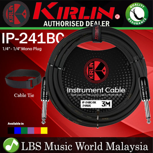 Kirlin Cable IP-241BC 3 Meter Mono Instrument Cable for Electric Acoustic Bass Guitar Speaker Amp Keyboard Drum Amplifier