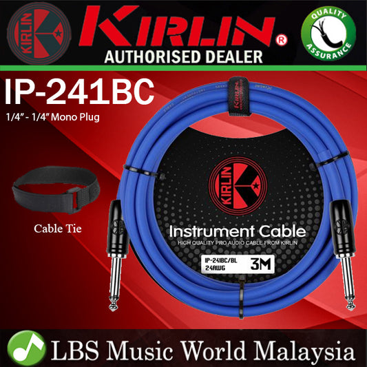 Kirlin Cable IP-241BC 3 Meter Mono Instrument Cable for Electric Acoustic Bass Guitar Speaker Amp Keyboard Drum Amplifier