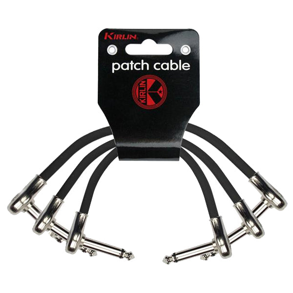 Kirlin PSK3-243 /BK 6 Inch Patch Cable Right Angle L Mono Plug For Electric Guitar Effect Pedal - 3 Pack