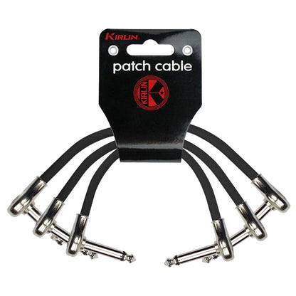 Kirlin PSK3-243 /BK 6 Inch Patch Cable Right Angle L Mono Plug For Electric Guitar Effect Pedal - 3 Pack