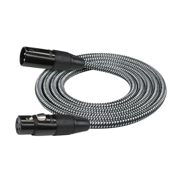 Kirlin MWC-270PB BKA 3 Pin Metal Connector XLR Male to XLR Female Woven Microphone Mic Cable - Black Silver