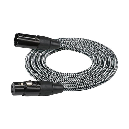 Kirlin MWC-270PB BKA 3 Pin Metal Connector XLR Male to XLR Female Woven Microphone Mic Cable - Black Silver