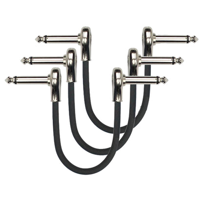 Kirlin PSK3-243 /BK 6 Inch Patch Cable Right Angle L Mono Plug For Electric Guitar Effect Pedal - 3 Pack