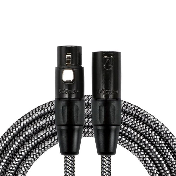 Kirlin MWC-270PB BKA 3 Pin Metal Connector XLR Male to XLR Female Woven Microphone Mic Cable - Black Silver