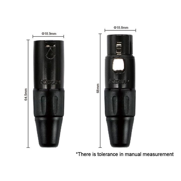 Kirlin MWC-270PB BKA 3 Pin Metal Connector XLR Male to XLR Female Woven Microphone Mic Cable - Black Silver