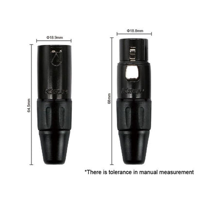 Kirlin MWC-270PB BKA 3 Pin Metal Connector XLR Male to XLR Female Woven Microphone Mic Cable - Black Silver