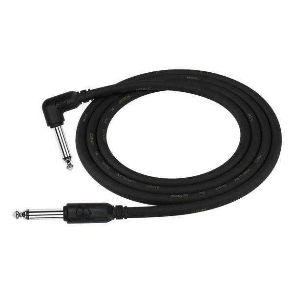 Kirlin Cable IC-242 6 Meter Mono Right Angle L Plug Instrument Cable For Electric Acoustic Bass Guitar Speaker Amp Keyboard Drum Amplifier - Black