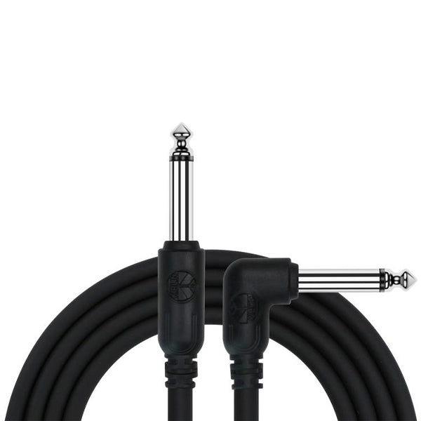 Kirlin Cable IC-242 6 Meter Mono Right Angle L Plug Instrument Cable For Electric Acoustic Bass Guitar Speaker Amp Keyboard Drum Amplifier - Black