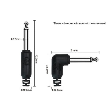 Kirlin Cable IC-242 6 Meter Mono Right Angle L Plug Instrument Cable For Electric Acoustic Bass Guitar Speaker Amp Keyboard Drum Amplifier - Black
