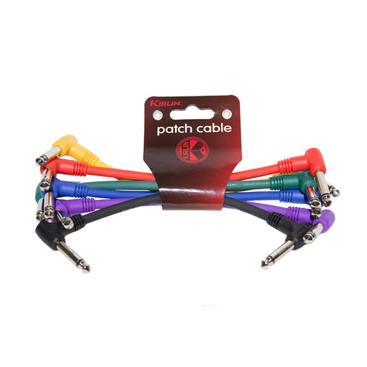 Kirlin I6-243 /6 6 Inch Colorful Patch Cable Right Angle L Mono Plug For Electric Guitar Effect Pedal - 6 Pack