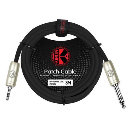 Kirlin AP-464PRL 3 Meter 1/4 Inch to 3.5mm TRS Balance Stereo Audio Cable for Headphone Speaker or Interface - Black