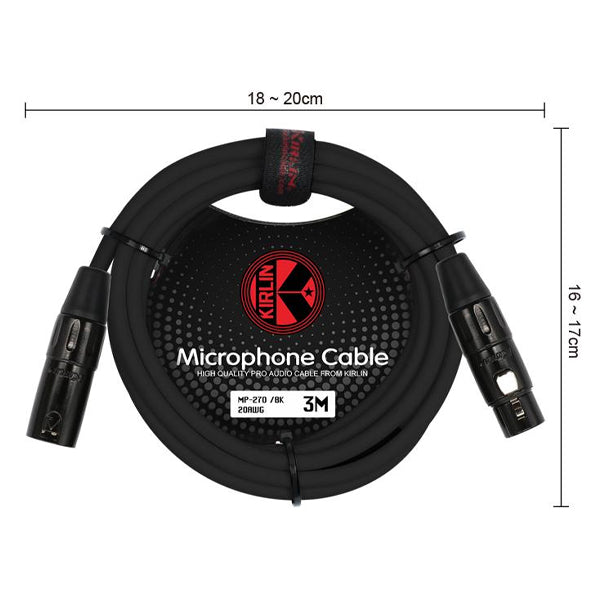 Kirlin MP-270 3 Pin Metal Connector XLR Male to XLR Female Original Microphone Mic Cable - 6M / 10M