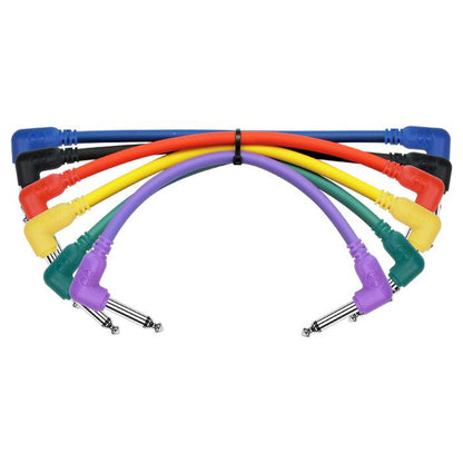 Kirlin I6-243 /6 6 Inch Colorful Patch Cable Right Angle L Mono Plug For Electric Guitar Effect Pedal - 6 Pack