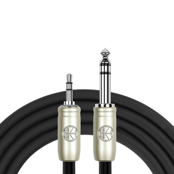 Kirlin AP-464PRL 3 Meter 1/4 Inch to 3.5mm TRS Balance Stereo Audio Cable for Headphone Speaker or Interface - Black