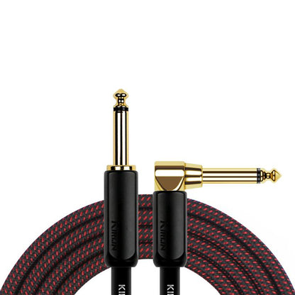 Kirlin IWB-202BEGL 6 Meter Premium Plus Gold Jack Woven Instrument Cable For Electric Acoustic Bass Guitar Speaker Amp Keyboard Drum Amplifier