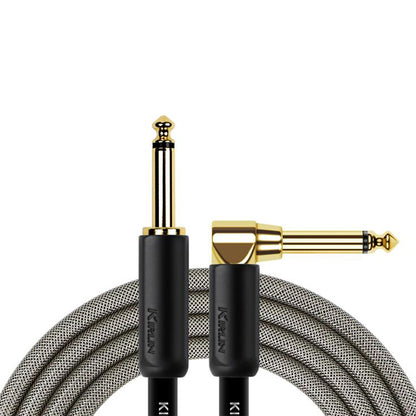 Kirlin IWB-202BEGL 6 Meter Premium Plus Gold Jack Woven Instrument Cable For Electric Acoustic Bass Guitar Speaker Amp Keyboard Drum Amplifier