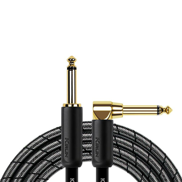 Kirlin IWB-202BEGL 6 Meter Premium Plus Gold Jack Woven Instrument Cable For Electric Acoustic Bass Guitar Speaker Amp Keyboard Drum Amplifier