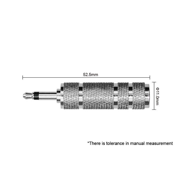 Kirlin 2620 Adapter 3.5mm Mono Male to 1/4 Inch Female Nickel Plated Instrument Audio Jack Converter - Each