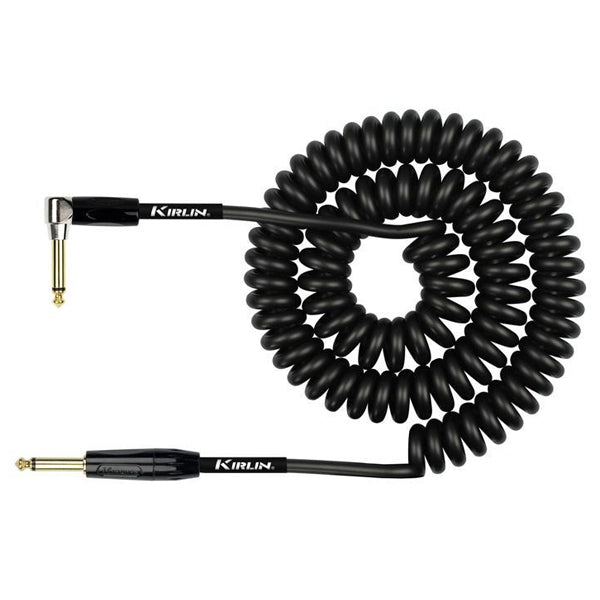 Kirlin IPK-222BFGL /BKE 10 Meter Premium Coil L Right Angle Gold Plated Instrument Cable For Electric Acoustic Bass Guitar - Black